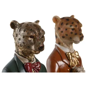 Dekoratīvās figūriņas DKD Home Decor Zils Brūns Bronza Leoparda 16 x 9,5 x 23 cm (2 gb.)