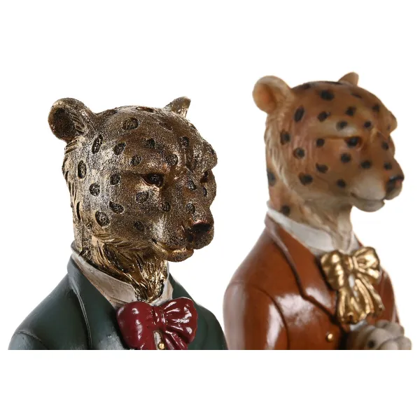 Decorative Figure DKD Home Decor Blue Brown Golden Leopard 16 x 9,5 x 23 cm (2 Units)