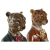 Декоративная фигура DKD Home Decor Синий Коричневый Позолоченный Леопардовый 16 x 9,5 x 23 cm (2 штук)