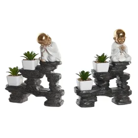 Dekoratīvās figūriņas DKD Home Decor Melns Bronza Balts Sveķi Mūks Austrumniecisks (21 x 7,5 x 25 cm) (2 gb.)
