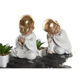 Dekoratīvās figūriņas DKD Home Decor Melns Bronza Balts Sveķi Mūks Austrumniecisks (21 x 7,5 x 25 cm) (2 gb.)