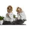 Dekoratīvās figūriņas DKD Home Decor Melns Bronza Balts Sveķi Mūks Austrumniecisks (21 x 7,5 x 25 cm) (2 gb.)