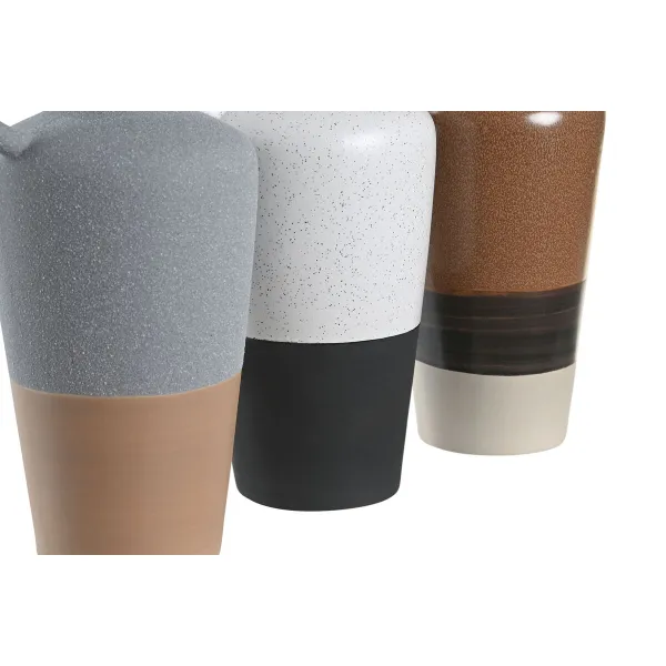 Maljakko DKD Home Decor Valkoinen Harmaa Terrakotta Posliini 13,3 x 11 x 27,3 cm 13,3 x 11 x 28 cm (3 osaa)