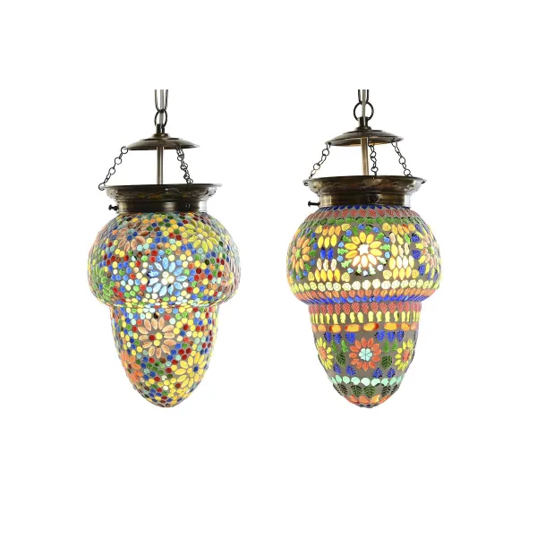 Pakabinamas apšvietimas DKD Home Decor Stiklas Metalinis Spalvotas 25 W 20 x 20 x 28 cm (2 vnt.)