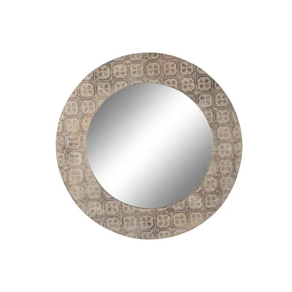 Настенное зеркало DKD Home Decor Белый Коричневый Mandala Индиец Маринованный 76 x 4 x 76 cm