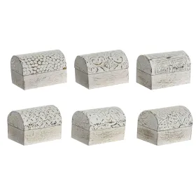 Lādīte DKD Home Decor Balts Bronza Alumīnijs Mango koks 7,5 x 5,3 x 5,3 cm (6 gb.)