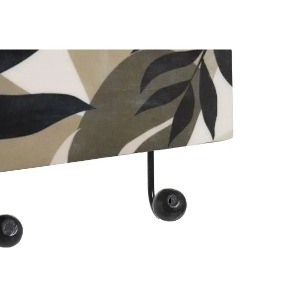 Wall mounted coat hanger DKD Home Decor Multicolour Iron Mango wood Tropical Leaf of a plant Lacquered 38 x 5 x 18 cm (2 Units)