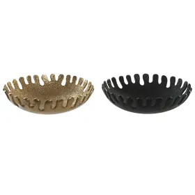 Puošmena DKD Home Decor Juoda Auksinis Aliuminis 32 x 32 x 9 cm (2 vnt.)