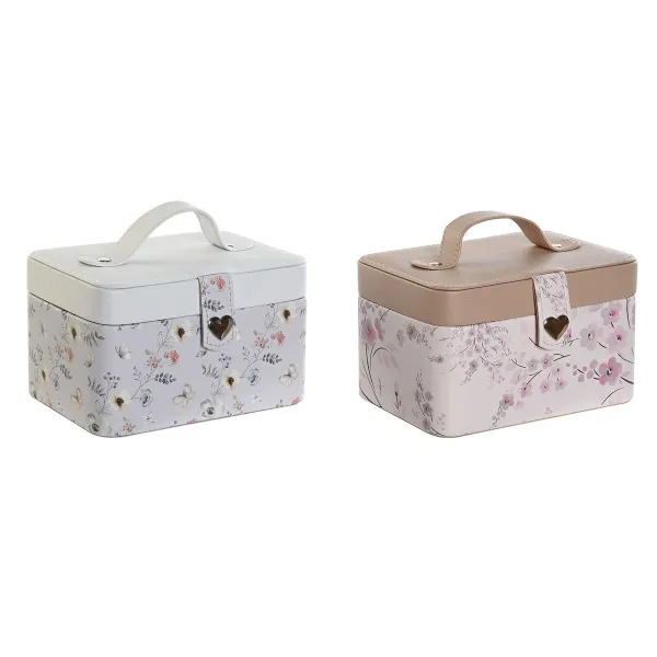 Lādīte DKD Home Decor Zils Pelēks Kamielis Gaiši Rozā Poliuretāns spogulis 17 x 12 x 10 cm (2 gb.)