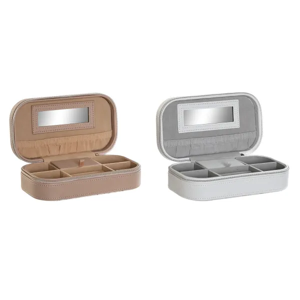 Dėžutė DKD Home Decor Mėlyna Pilka Kupranugaris Šviesiai rožinis Poliuretanas Veidrodis 18,5 x 10 x 5 cm (2 vnt.)