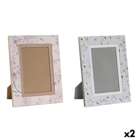 Nuotraukų rėmelis DKD Home Decor Mėlyna Balta Pilka Kupranugaris Šviesiai rožinis PVC Aliuminis (2 vnt.)