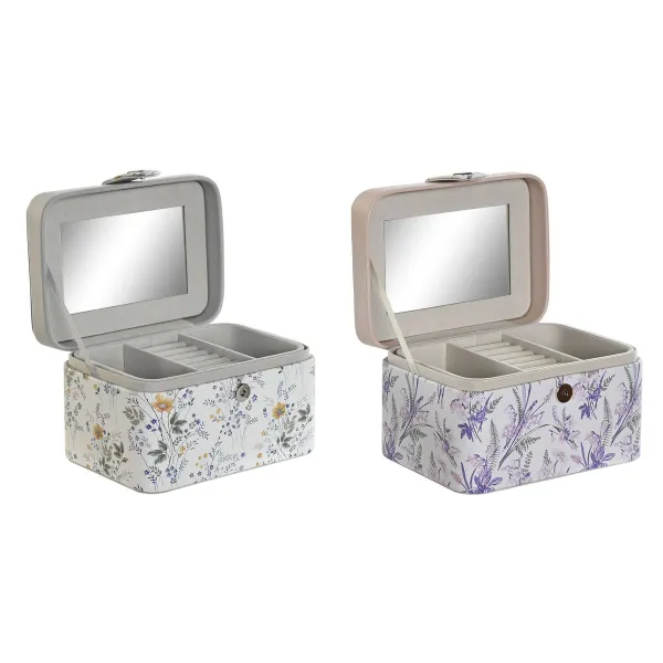 Korurasia DKD Home Decor Valkoinen Harmaa Liila Vaaleanpunainen Polyuretaani Peili 17 x 12 x 10 cm (2 osaa)