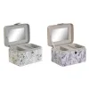 Jewelry box DKD Home Decor White Grey Lilac Light Pink Polyurethane Mirror 17 x 12 x 10 cm (2 Units)