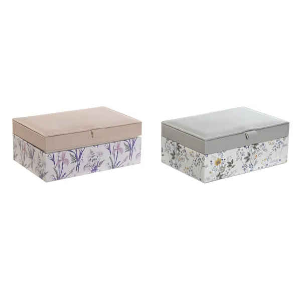 Шкатулка DKD Home Decor Белый Серый Лиловый Полиуретан 18 x 12,5 x 7,5 cm (2 штук)