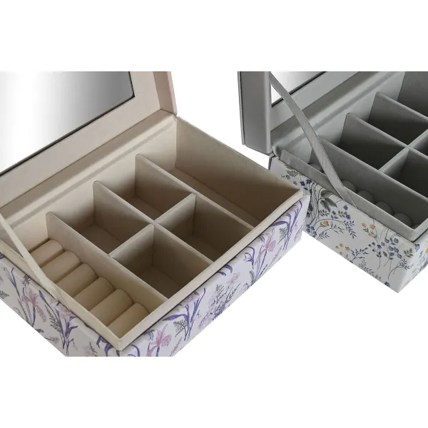 Шкатулка DKD Home Decor Белый Серый Лиловый Полиуретан 18 x 12,5 x 7,5 cm (2 штук)