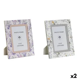 Nuotraukų rėmelis DKD Home Decor Balta Pilka Alyvinė Šviesiai rožinis Aliuminis (2 vnt.)