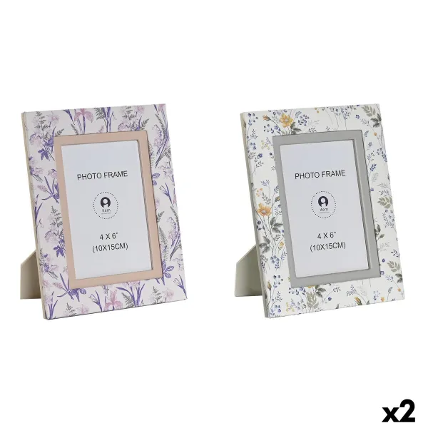 Foto rāmis DKD Home Decor Balts Pelēks Ceriņš Gaiši Rozā Alumīnijs (2 gb.)