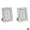 Foto rāmis DKD Home Decor Balts Pelēks Ceriņš Gaiši Rozā Alumīnijs (2 gb.)