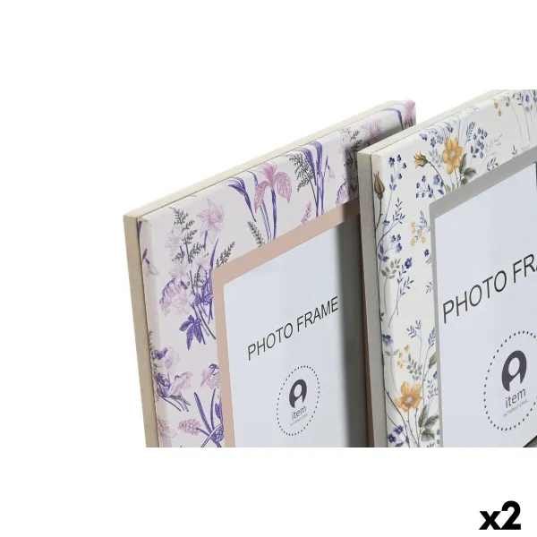 Nuotraukų rėmelis DKD Home Decor Balta Pilka Alyvinė Šviesiai rožinis Aliuminis (2 vnt.)