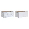 Контейнер для хранения DKD Home Decor Синий Розовый Деревянный MDF 36 x 21 x 18 cm (2 штук)