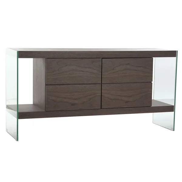 Indauja DKD Home Decor Ruda Skaidrus Stiklas Graikinis riešutas Medžio MDF 160 x 45 x 80 cm
