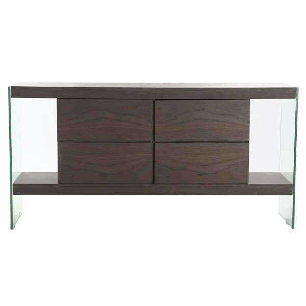 Sivupöytä DKD Home Decor Ruskea Läpinäkyvä Kristalli Pähkinäpuu Puu MDF 160 x 45 x 80 cm