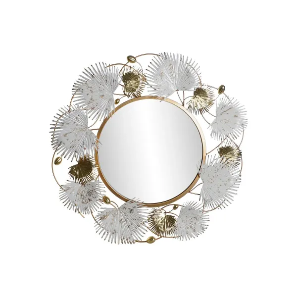 Wall mirror DKD Home Decor White Golden Leaf of a plant 93 x 7 x 93 cm
