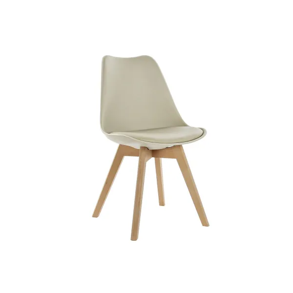 Chair DKD Home Decor Beige Natural Foam polypropylene beech wood Polyurethane 48 x 54 x 82 cm 48 x 55 x 83 cm