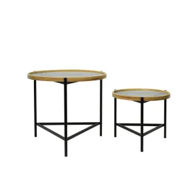 2 tabulu komplekts DKD Home Decor Melns 64 x 64 x 55 cm 62 x 62 x 55,5 cm