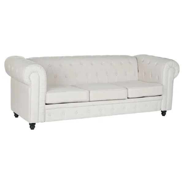 Dīvāns DKD Home Decor Balts Brūns Krēmkrāsa Koks 209 x 84 x 76 cm