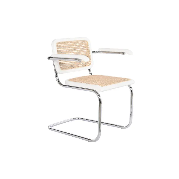 Chair with Armrests DKD Home Decor White Silver Natural Rattan Elm wood 65,5 x 62 x 79 cm