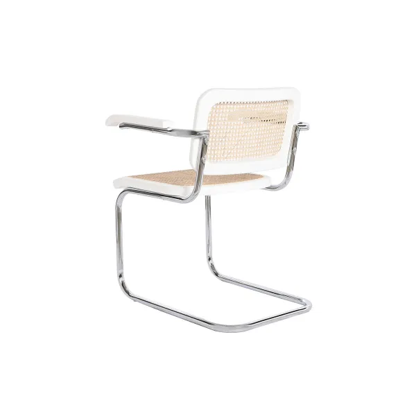 Chair with Armrests DKD Home Decor White Silver Natural Rattan Elm wood 65,5 x 62 x 79 cm