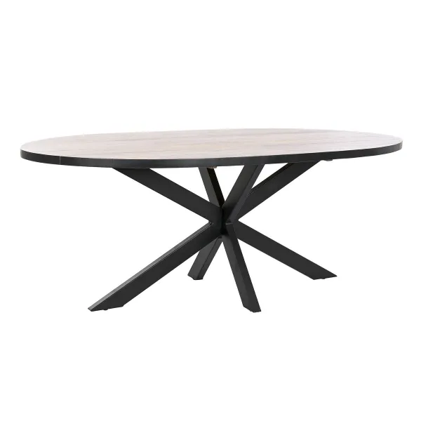 Ruokapöytä DKD Home Decor Musta Luonnollinen Metalli Mangopuu 200 x 100 x 76 cm