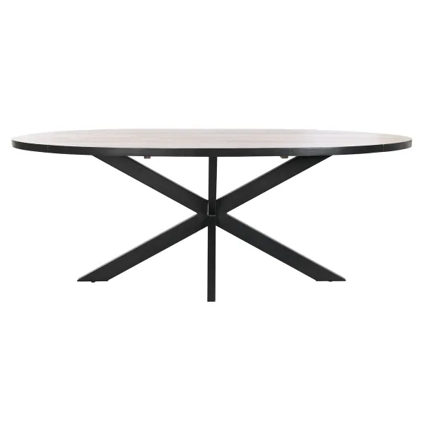 Ruokapöytä DKD Home Decor Musta Luonnollinen Metalli Mangopuu 200 x 100 x 76 cm