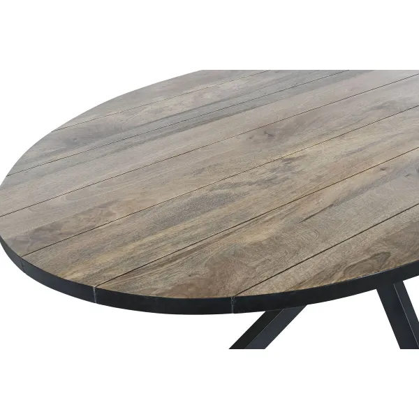 Pusdienu galds DKD Home Decor Melns Dabisks Metāls Mango koks 200 x 100 x 76 cm