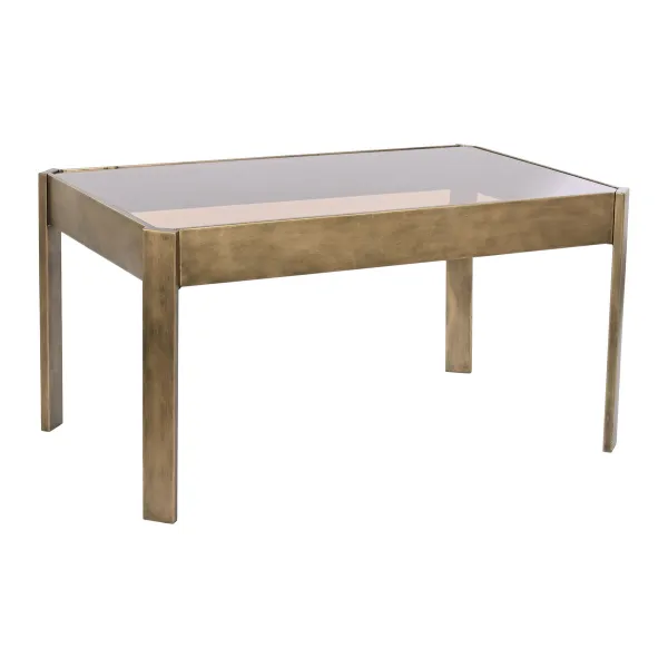 Кофейный столик DKD Home Decor 102 x 62 x 53 cm Стеклянный Металл Алюминий