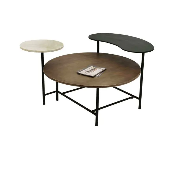 Olohuoneen pöytä DKD Home Decor 118 x 90 x 61 cm Metalli Alumiini Puu MDF
