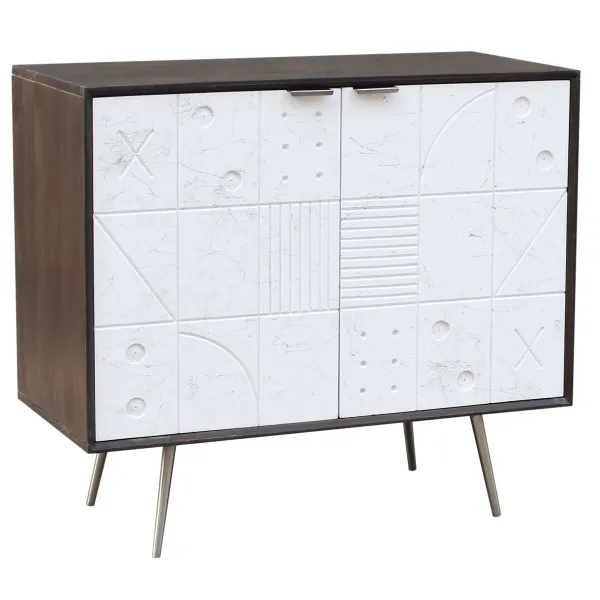 Bufete DKD Home Decor Balts Brūns Metāls Mango koks 90 x 43 x 80 cm 90 x 43 x 82 cm