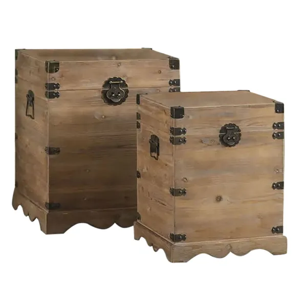 Dėžių rinkinys DKD Home Decor Metalinis Eglė Eglės mediena Rytietiškas 50 x 50 x 61 cm 48 x 48 x 61 cm 50 x 50 x 60 cm (2 vnt.) 