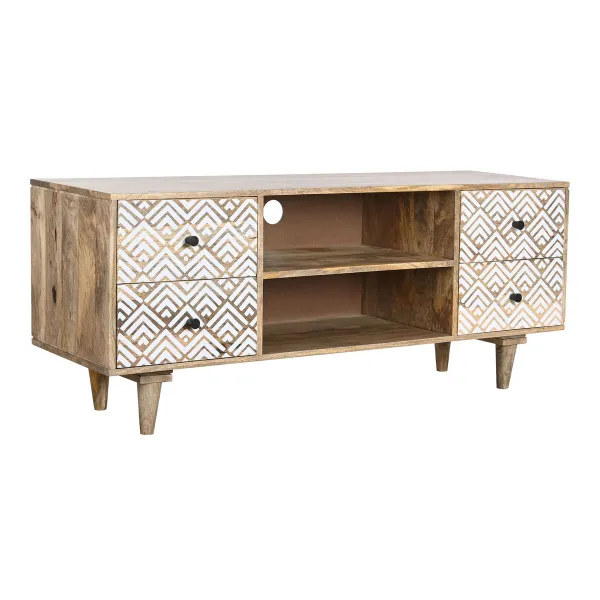 ТВ шкаф DKD Home Decor 135 x 40 x 55 cm Натуральный Белый Древесина манго