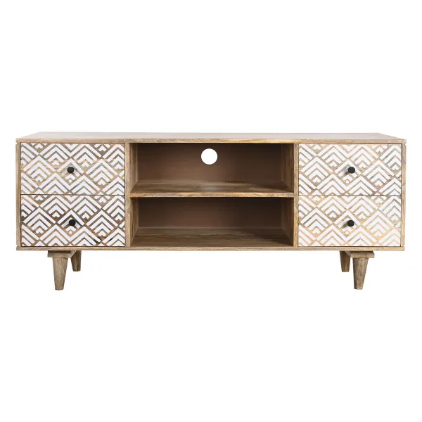 ТВ шкаф DKD Home Decor 135 x 40 x 55 cm Натуральный Белый Древесина манго