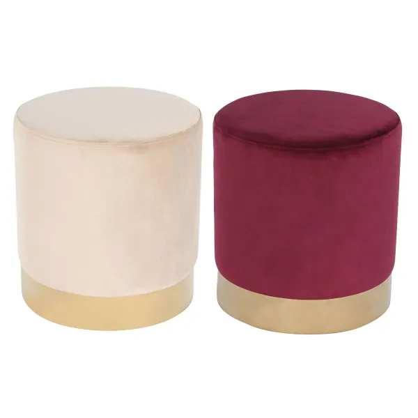 подставка для ног DKD Home Decor Бежевый Бордовый Велюр 40 x 40 x 42 cm (2 штук)