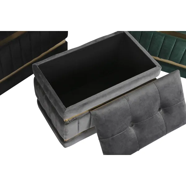 Taburetė DKD Home Decor Juoda Auksinis Žalia Tamsiai pilka Medžio MDF 70 x 40 x 43 cm