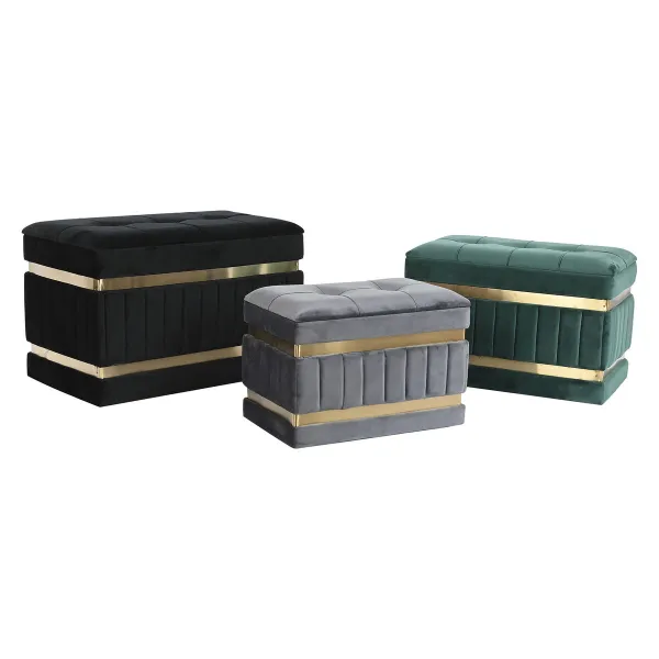 Банкетка DKD Home Decor Чёрный Позолоченный Зеленый Темно-серый Деревянный MDF 70 x 40 x 43 cm