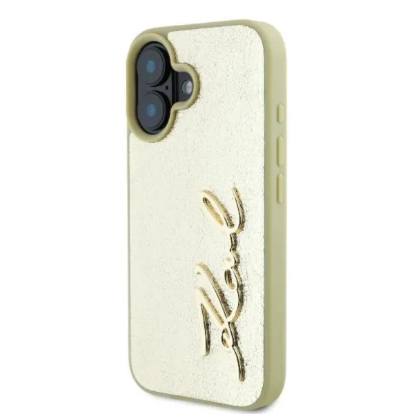 Karl Lagerfeld Metal Signature - Case for iPhone 16 (gold)
