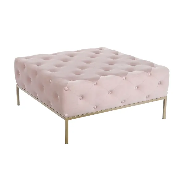 Банкетка DKD Home Decor Розовый Позолоченный Металл 100 x 100 x 45 cm