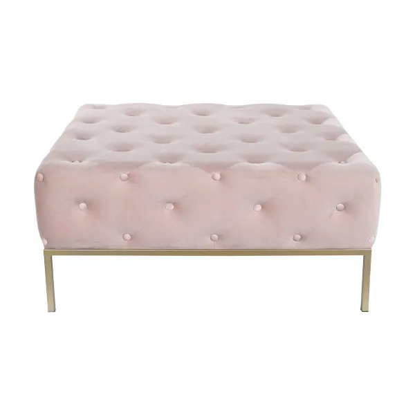 Банкетка DKD Home Decor Розовый Позолоченный Металл 100 x 100 x 45 cm