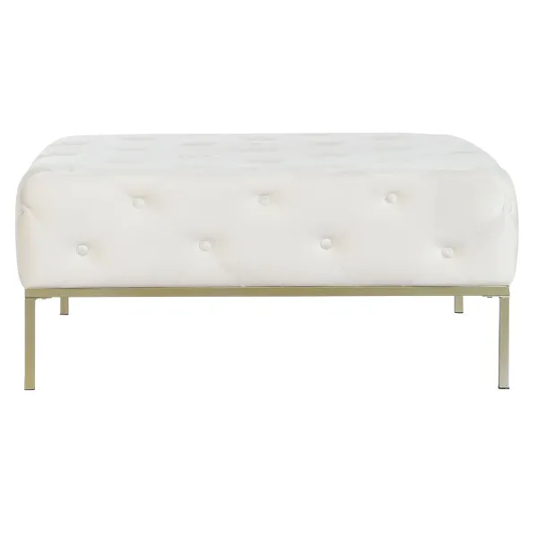 Банкетка DKD Home Decor Белый Позолоченный Металл 100 x 100 x 45 cm