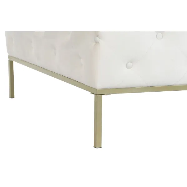 Банкетка DKD Home Decor Белый Позолоченный Металл 100 x 100 x 45 cm