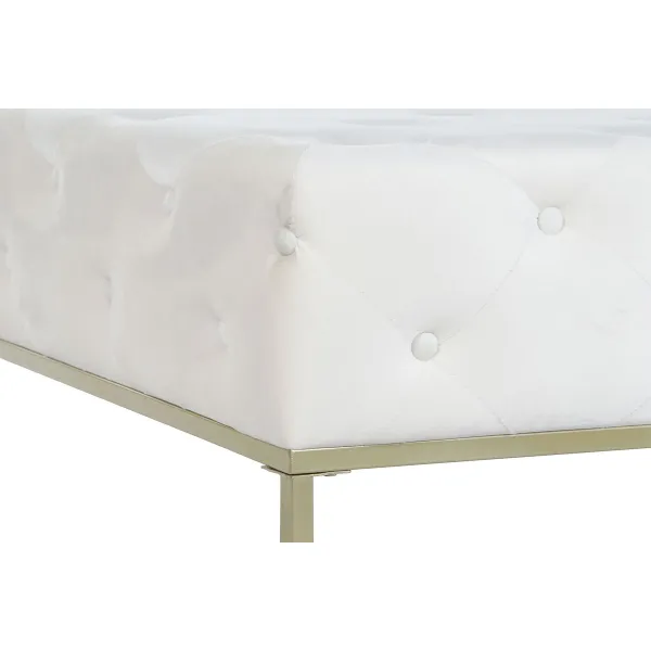 Банкетка DKD Home Decor Белый Позолоченный Металл 100 x 100 x 45 cm